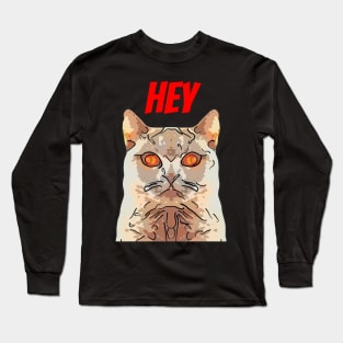 Scary Cat Says Hey Long Sleeve T-Shirt